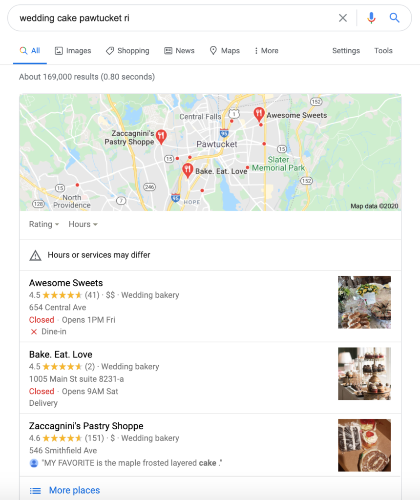Marketing strategy for small businesses - Your Google My Business listing provides the info that shows on the Google 3-pack.