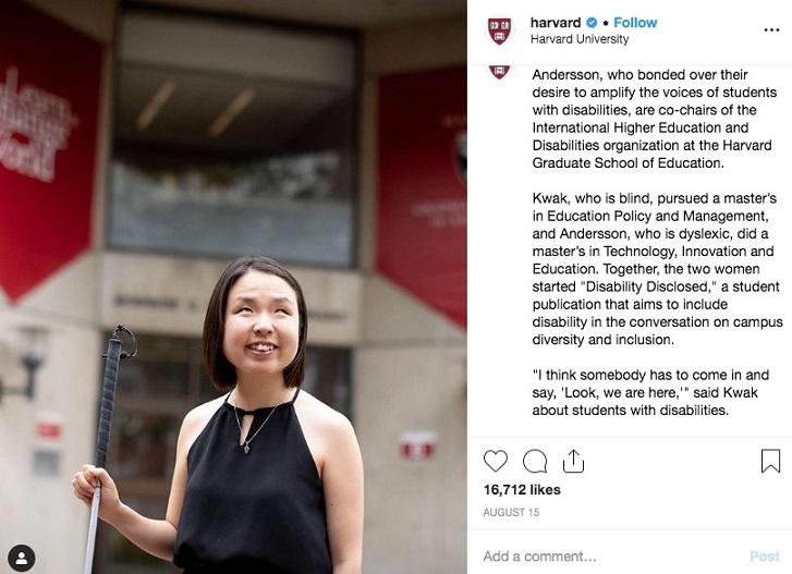 This Harvard Instagram post shows how they're making their school stand out with their higher education marketing.