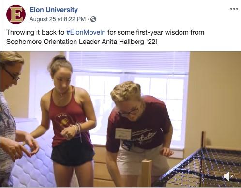 This school shared a video from a current student as part of their higher education marketing strategy.