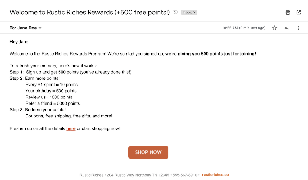 small business email examples and templates welcome to rewards program example