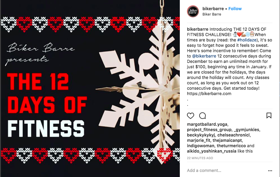 This instagram holiday giveaway idea is a great fit for your fitness marketing.