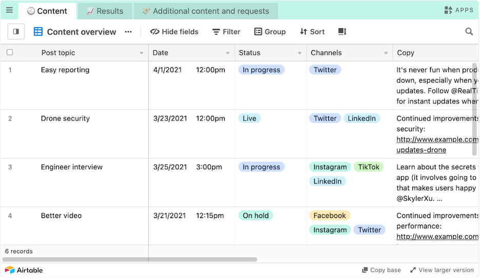 social media hacks - example of social media scheduling calendar