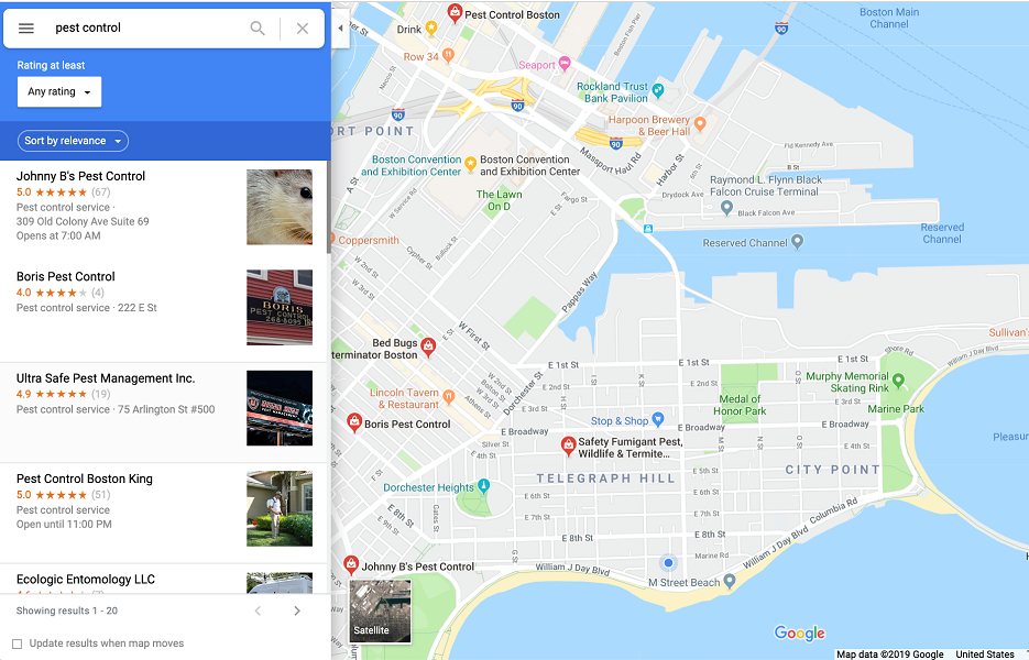 google my business benefits - maps listing example