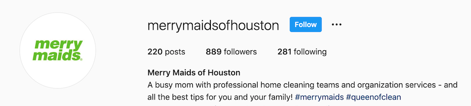 home services business description example - instagram
