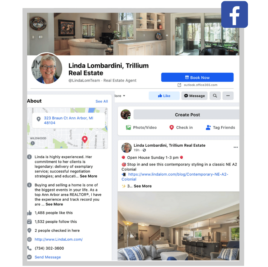 local social media marketing -facebook business page for local real estate agent