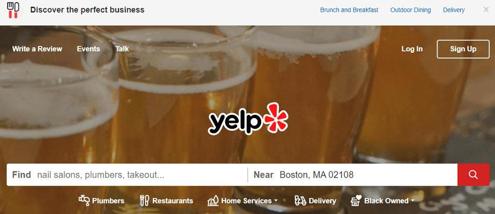 how to claim a business on yelp - yelp homepage