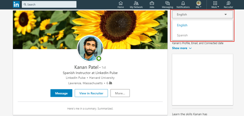 linkedin profile tips - create profile in other languages