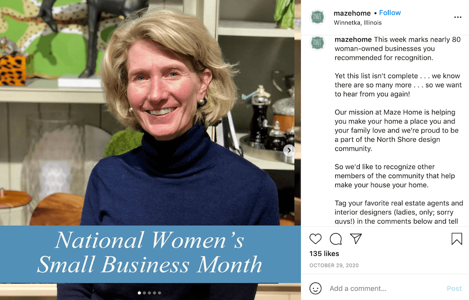 october social media post ideas - womens small business month