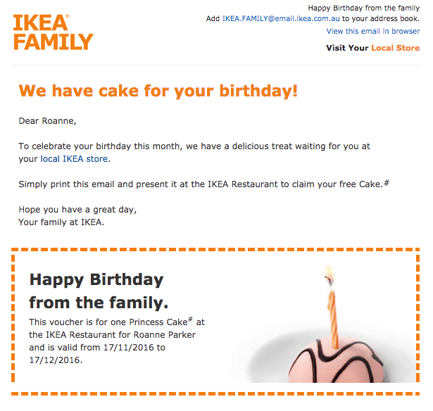 happy birthday email campaign best practices - personalize your email