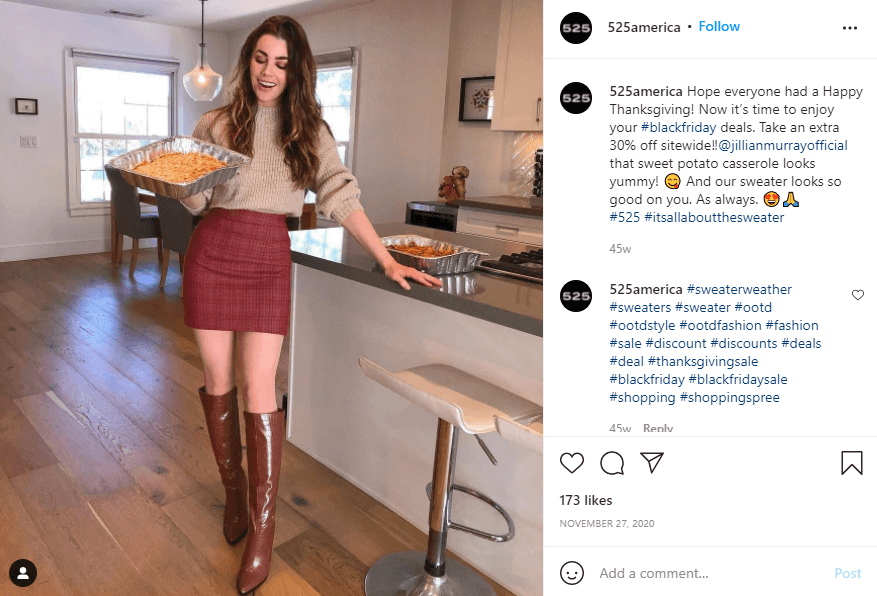 thanksgiving social posts - thanksgiving sales promotion with influencer