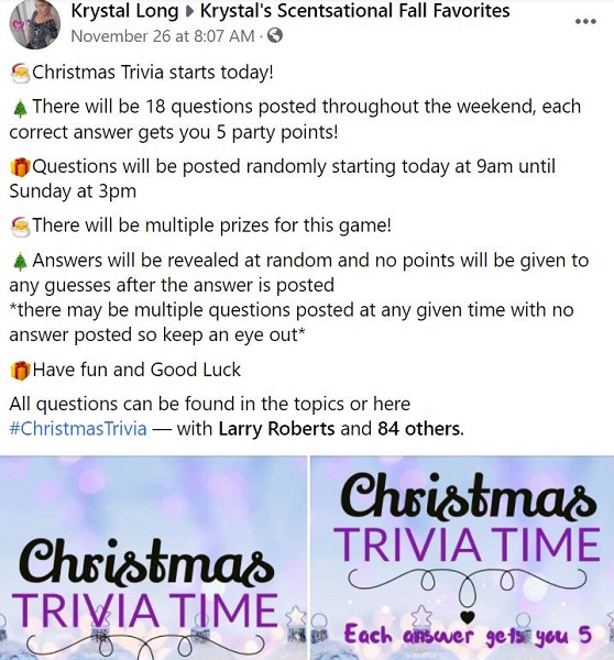 christmas social media posts - facebook christmas trivia example