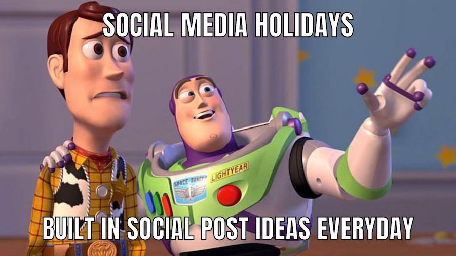 2022 social media holidays - buzz lightyear and woody social media holidays meme