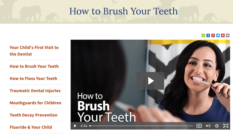 local search marketing - example of dental video on website