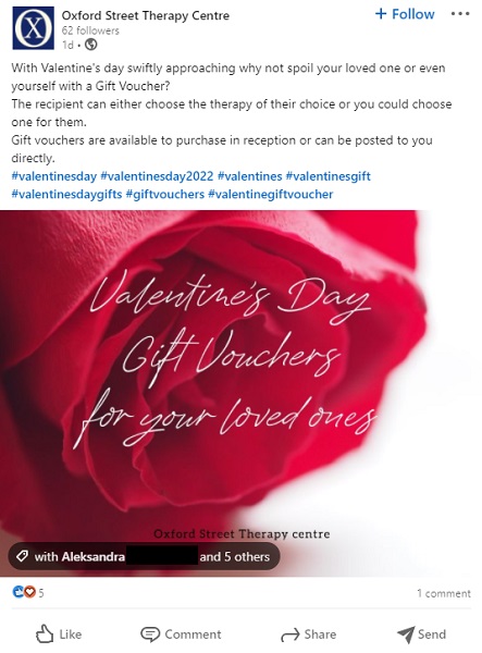 february-social media ideas - valentines day linkedin self care post