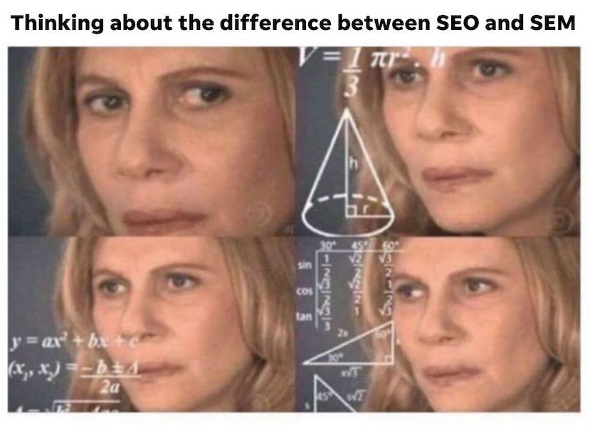 meme for difference between seo and sem