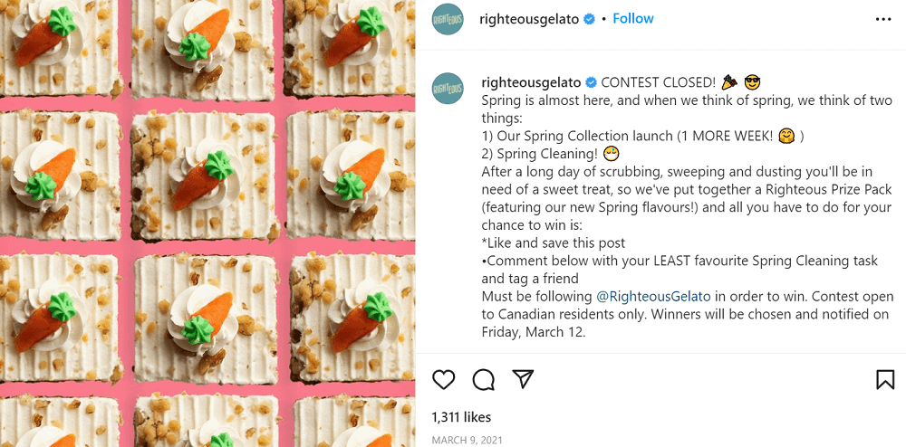 spring marketing ideas - example of small business spring instagram contest